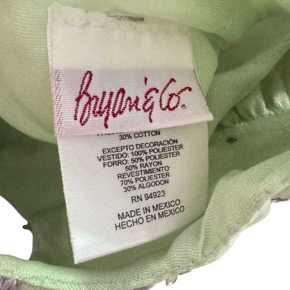 VTG Bryan & Co Green Lavender Dress Floral Tutu Sleeveless Baby Girl 0-3M - Picture 4 of 5